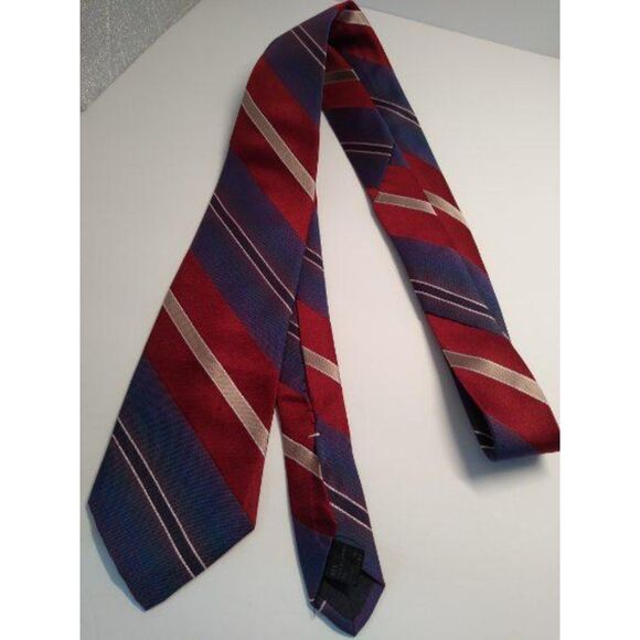 COLLECTIF Blue, Red and Tan Stripe Necktie Woven Tie - Picture 2 of 6